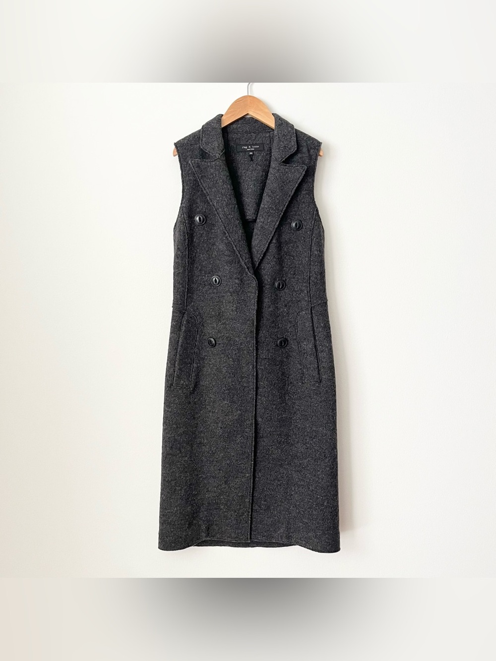 Rag & Bone Women's Wool Jacket Vest Gray Size 00 Tailored Minimalist Chic USA